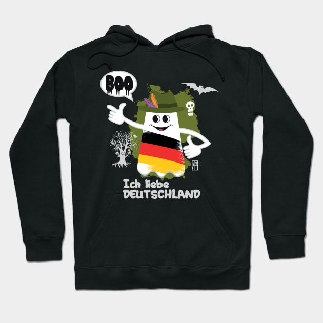 BOO GHOST with a German flag "I love Germany" - cute Halloween Hoodie by ArtProjectShop